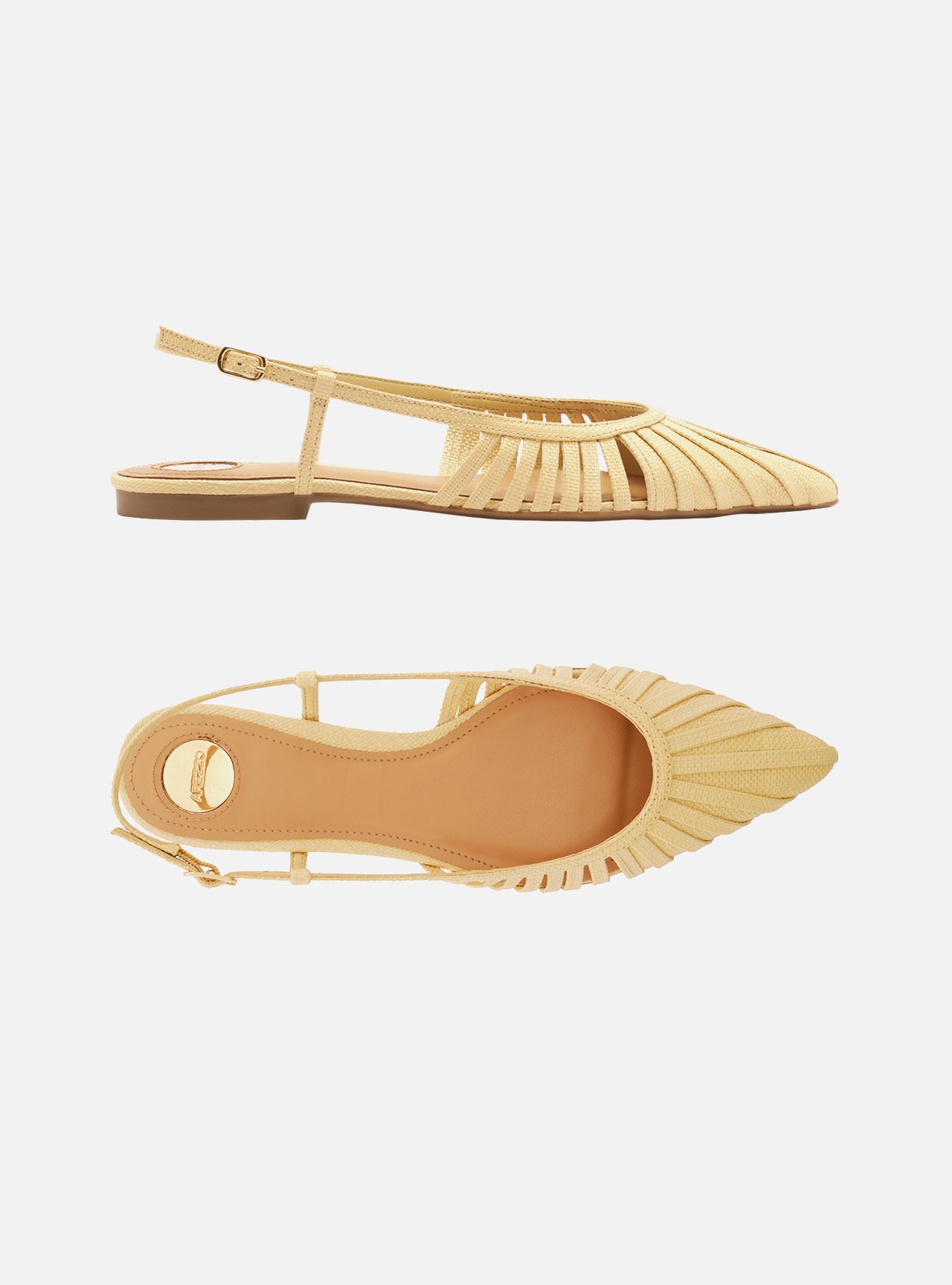 Sapatilha Nude Couro Bico Fino Slingback Tiras — foto 5