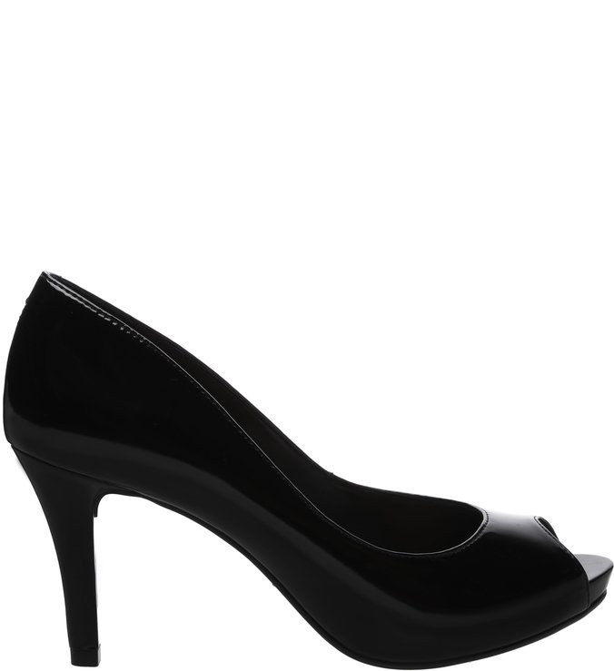 Peep-toe Verniz Plataforma Preto