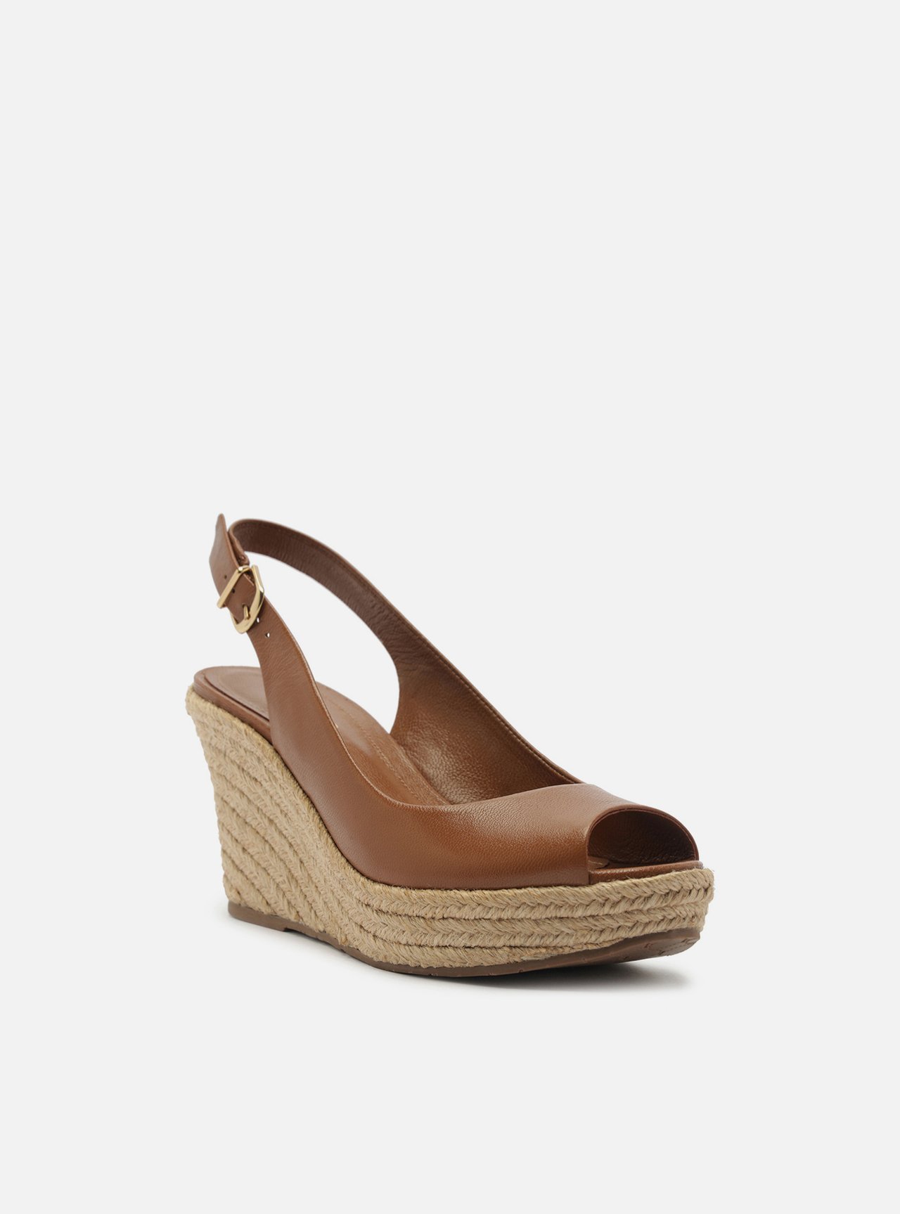 Sandália Marrom Couro Plataforma Slingback — foto 2
