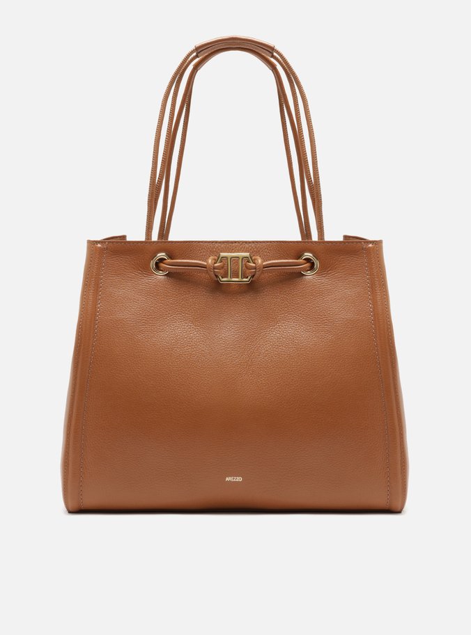 Bolsa Shopping Marrom Couro Grande