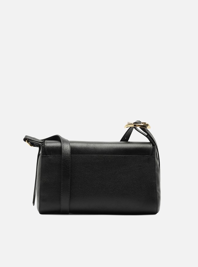 Bolsa Tiracolo Preta Couro Média Básica