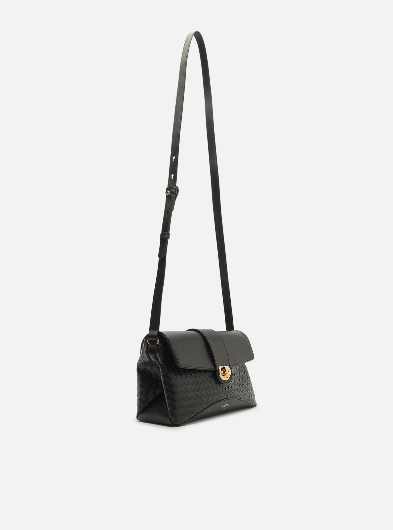 Bolsa Tiracolo Preta Média Tressê Metal Orgânico — foto 5