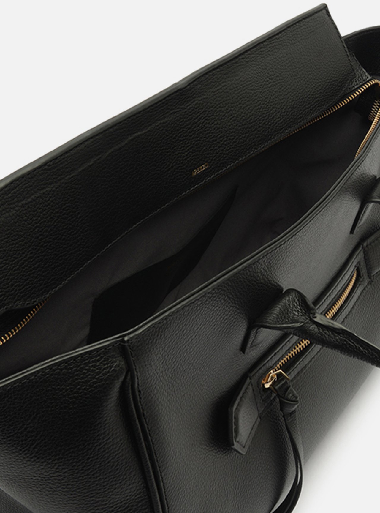 Bolsa Shopping Preta Couro Grande Bolso Zíper — foto 4