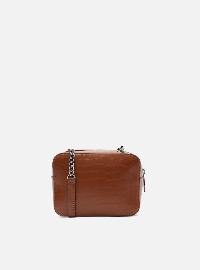 Bolsa Tiracolo Marrom Croco Pequena Barbicacho