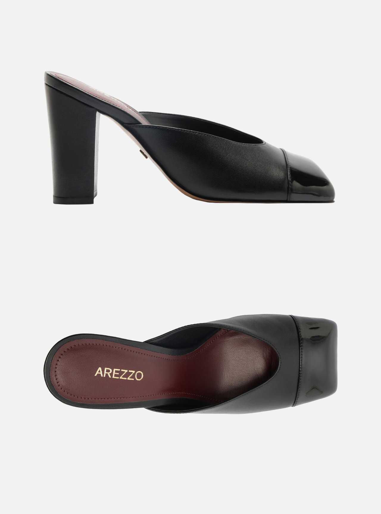 Mule Preta Salto Bloco Cap Toe — foto 6