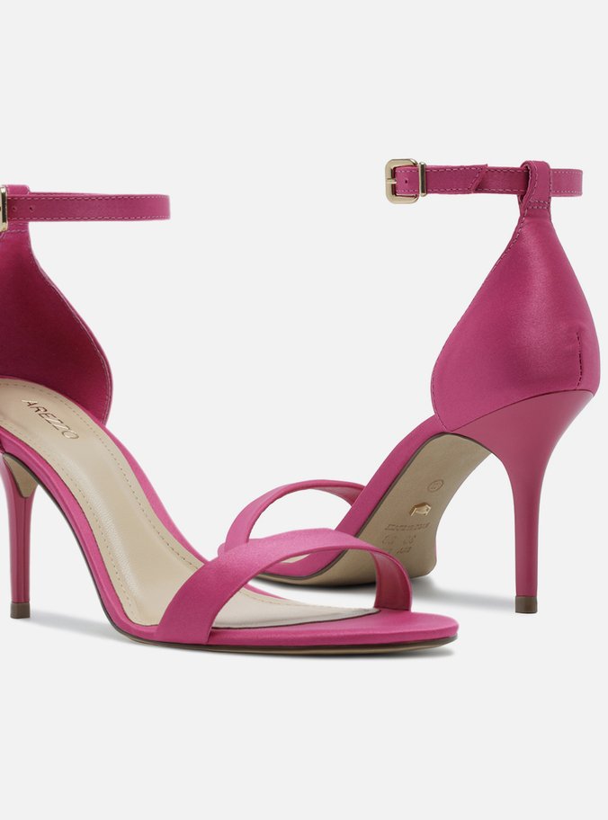 Sandália Salto Médio Rosa Cetim