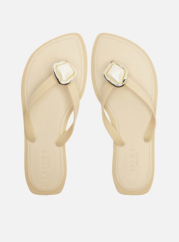 Arezzo — Chinelo de Dedo Off White Recouro Flash Pedra