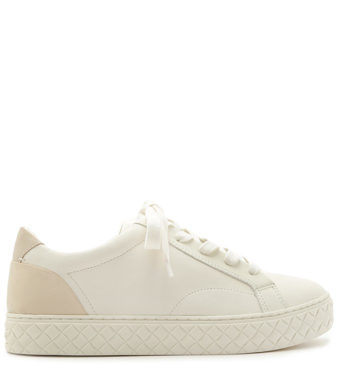 Tênis Couro Sola Tressê Amarração Bianco e Off-White