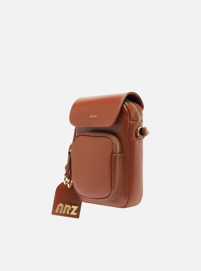 Bolsa Tiracolo Couro Marrom Pequena