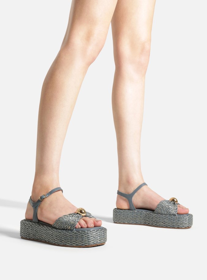 Sandália Azul Flatform Tramado Esfera