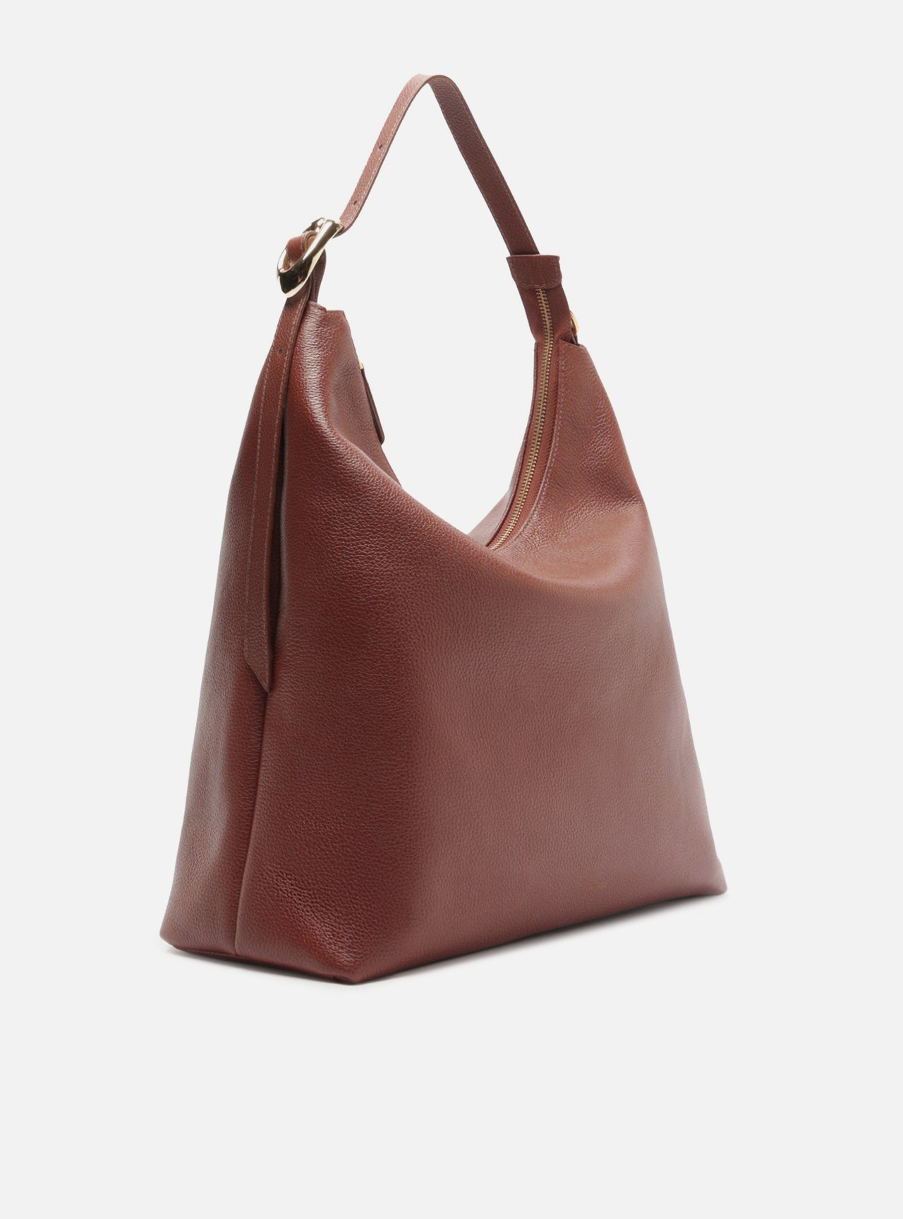 Bolsa Hobo Marrom Escura Couro Grande Fivela Oval — foto 5