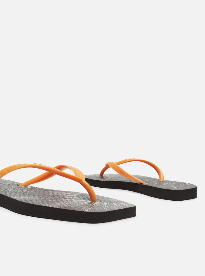 Chinelo de Dedo Jelly Multicolorido Tira Laranja Brizza