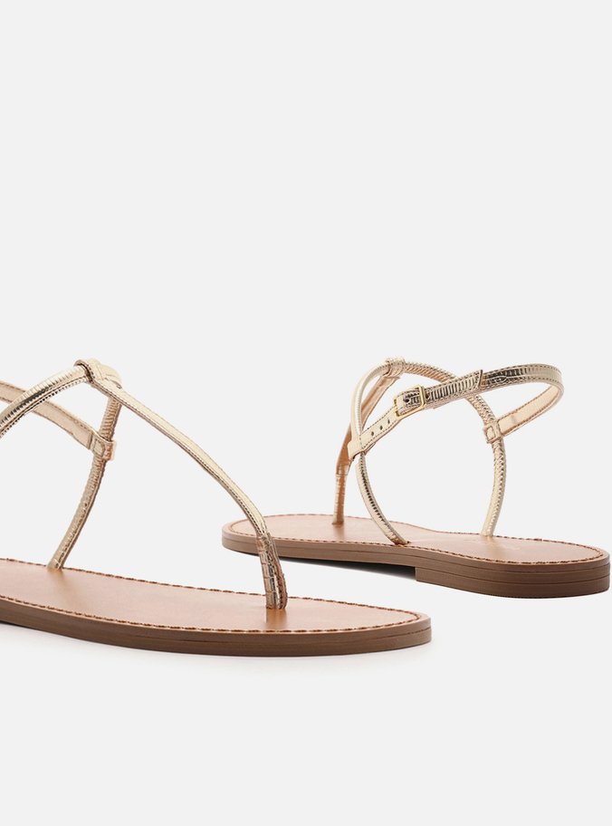 Sandália Rasteira Dourada Lizard Slim