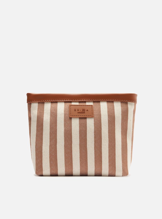 Necessaire Marrom Listras Nappa San