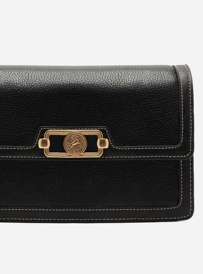 Bolsa Tiracolo Preta Couro  Média