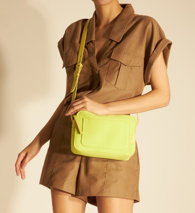Bolsa Tiracolo Verde Lona Clara Pequena