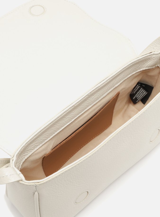 Bolsa Tiracolo Branca Couro Pequena Tira Fivela