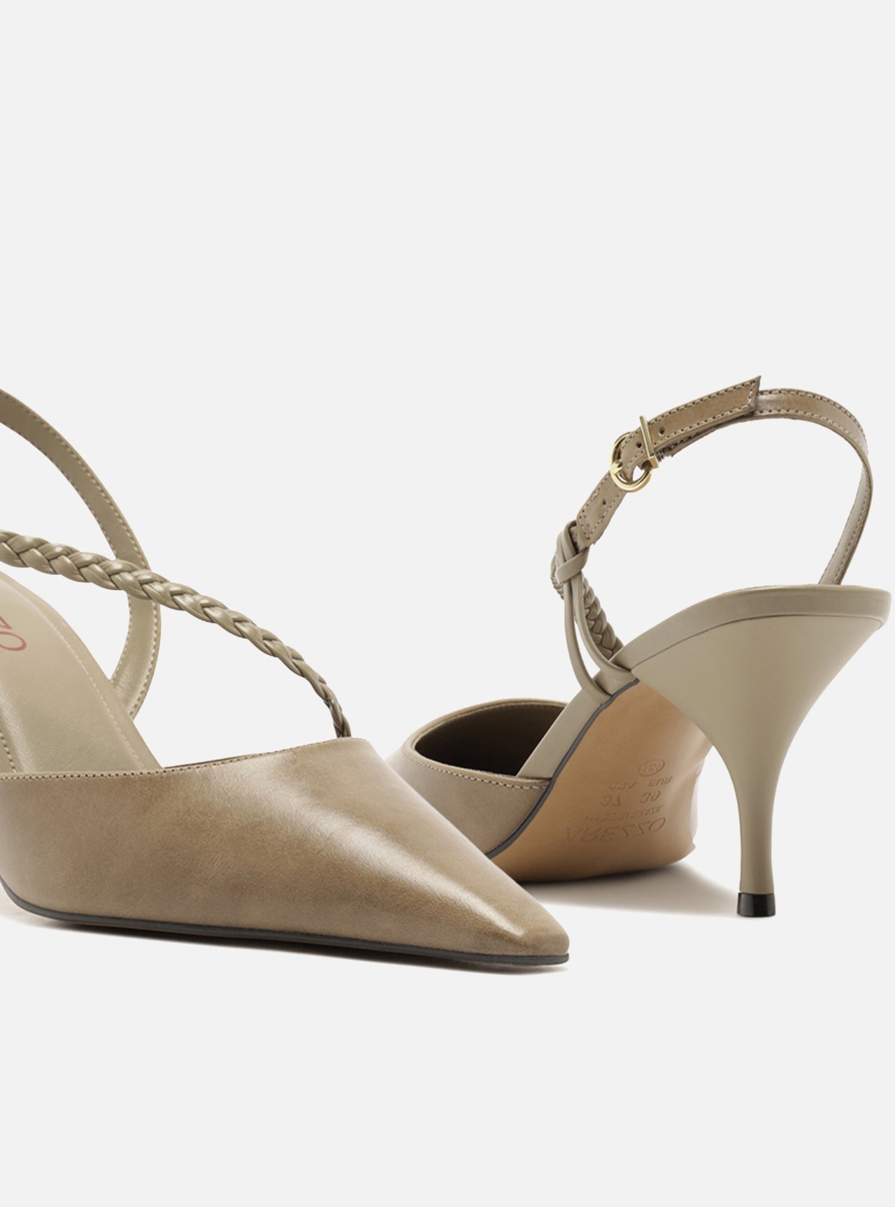 Scarpin Marrom Salto Bloco Tiras Trançadas Slingback — foto 4