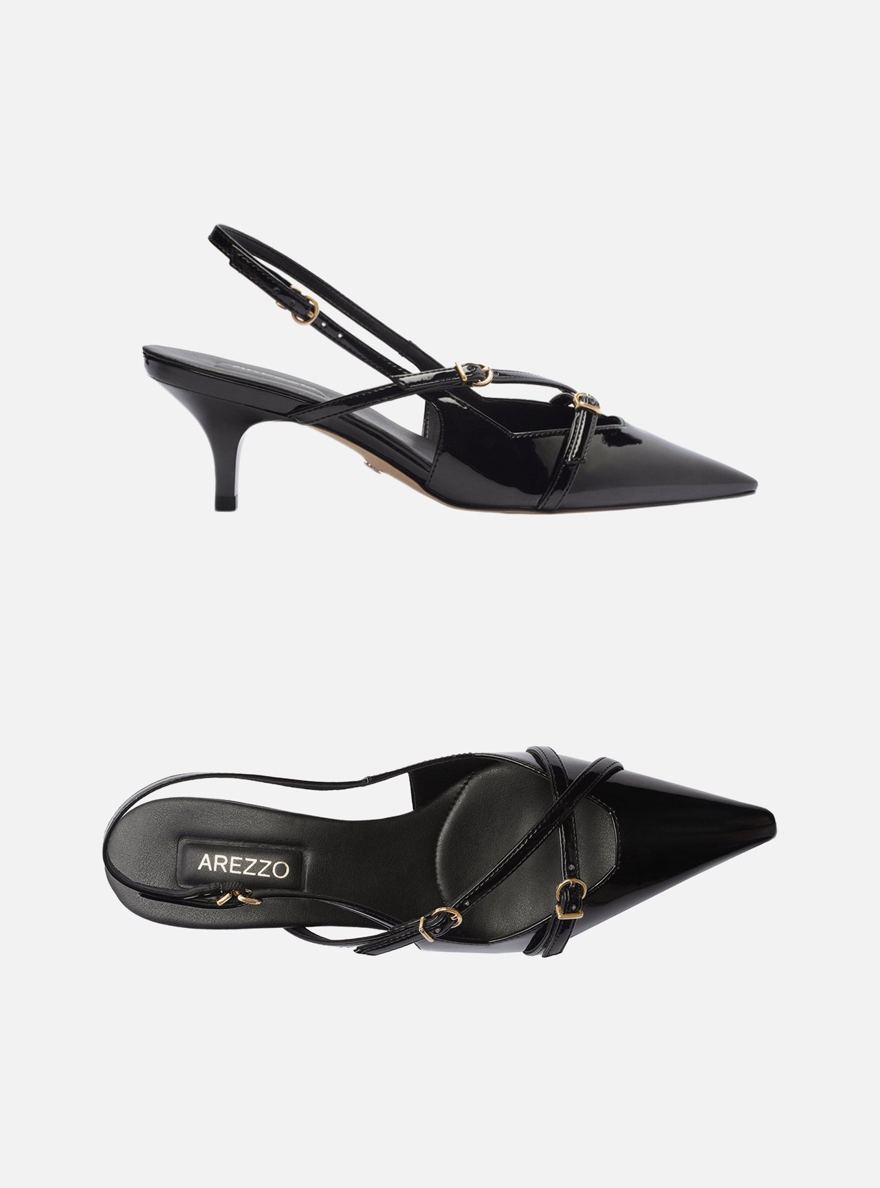 Scarpin Preto Verniz Salto Médio Slingback Amélia — foto 6