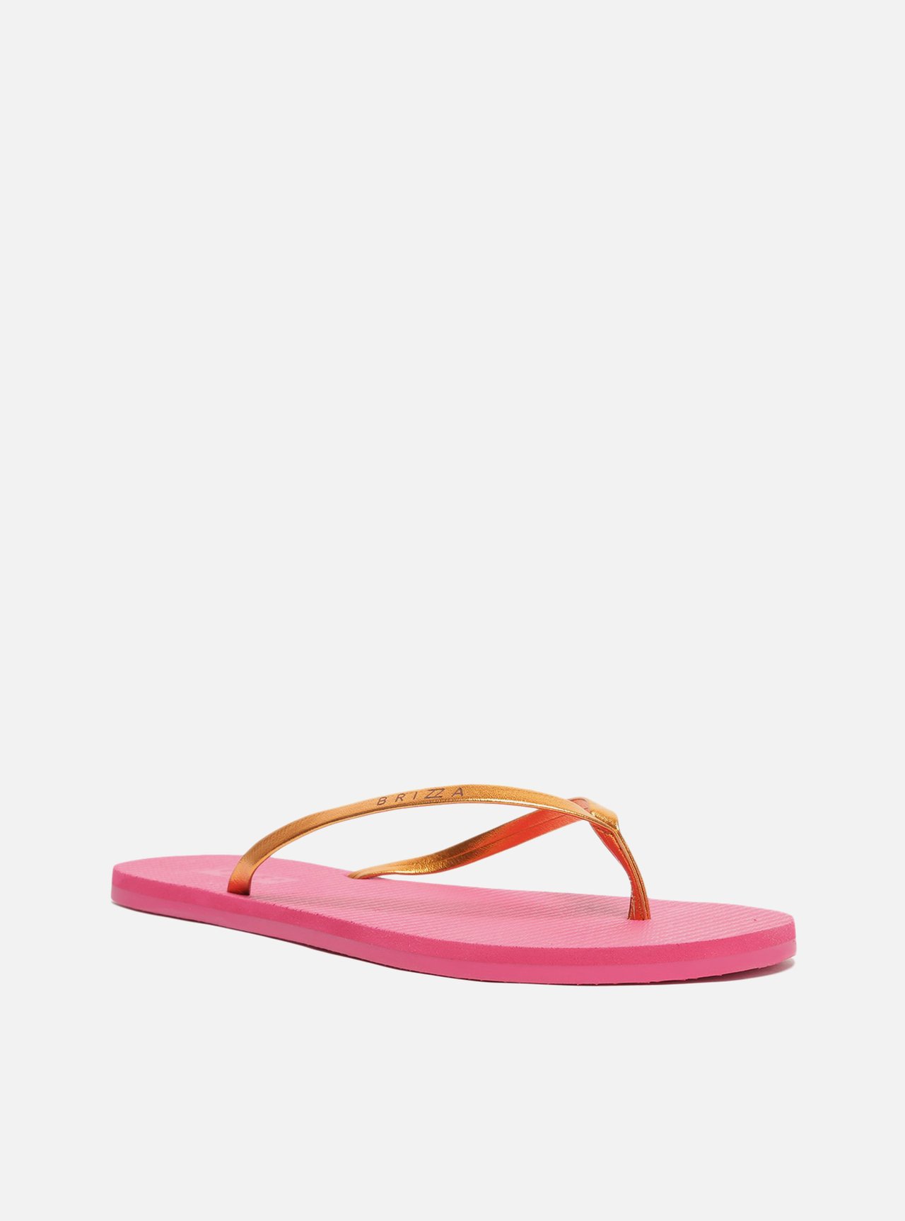 Chinelo de Dedo Rosa Tira Metalizada Laranja Brizza — foto 4