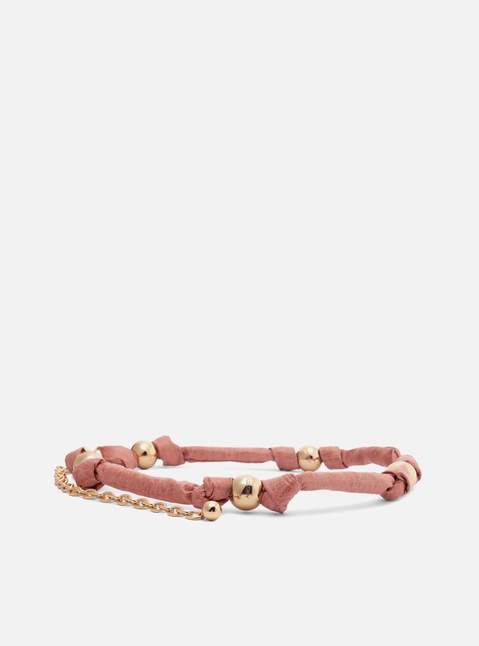 Cinto Rosa Blush Couro Cordão
