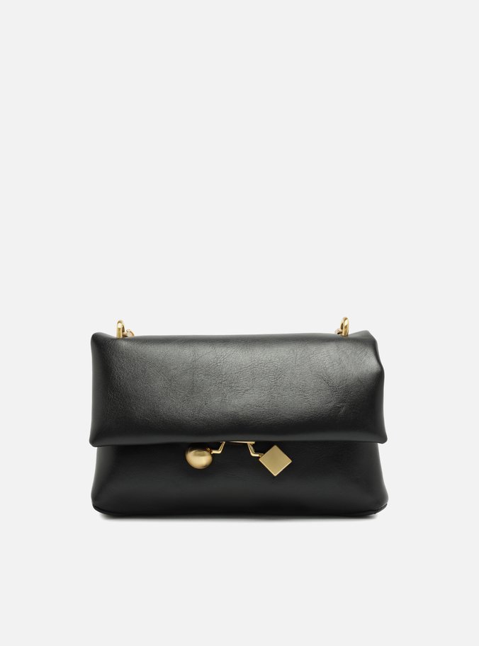 Bolsa Tiracolo Preta Couro Média Esfera Cubo