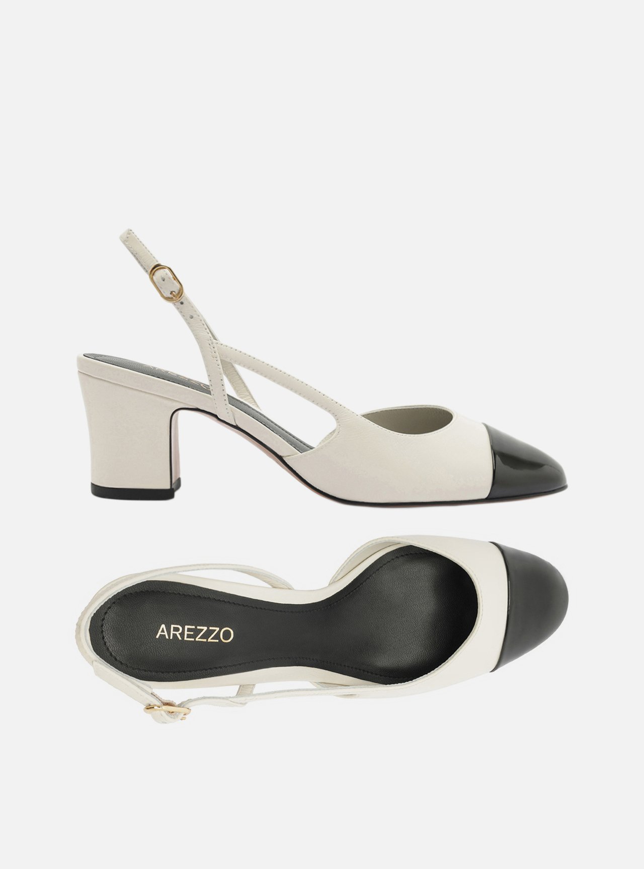 Scarpin Branca Couro Salto Bloco Slingback — foto 5