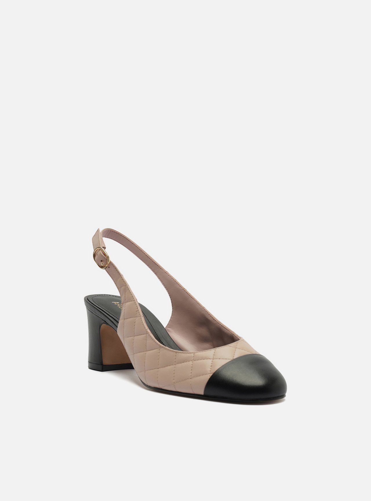 Scarpin Multicolorido Couro Salto Bloco Fivela Slingback — foto 2