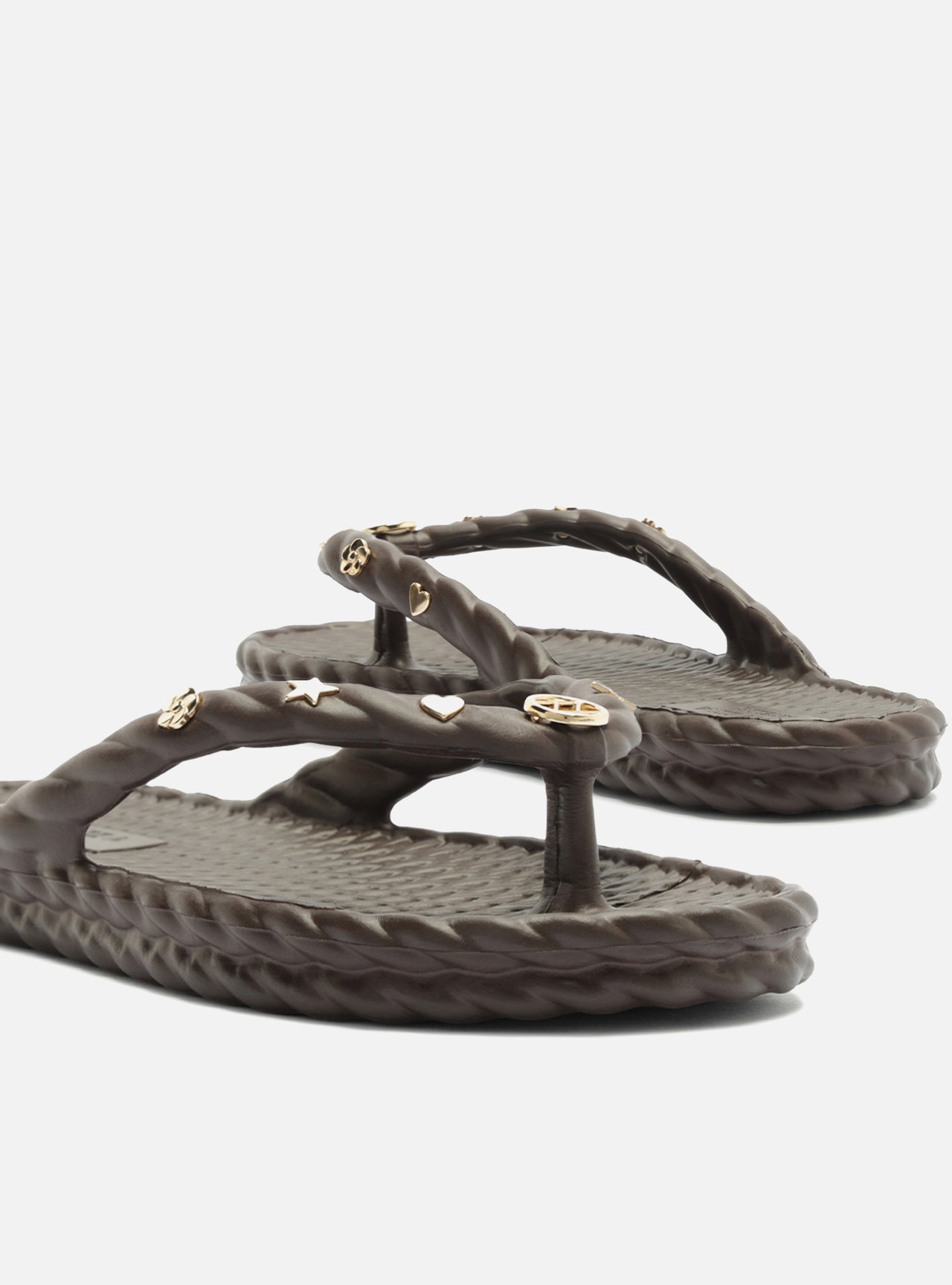 Chinelo de Dedo Marrom Plataforma Metais Brizza — foto 4