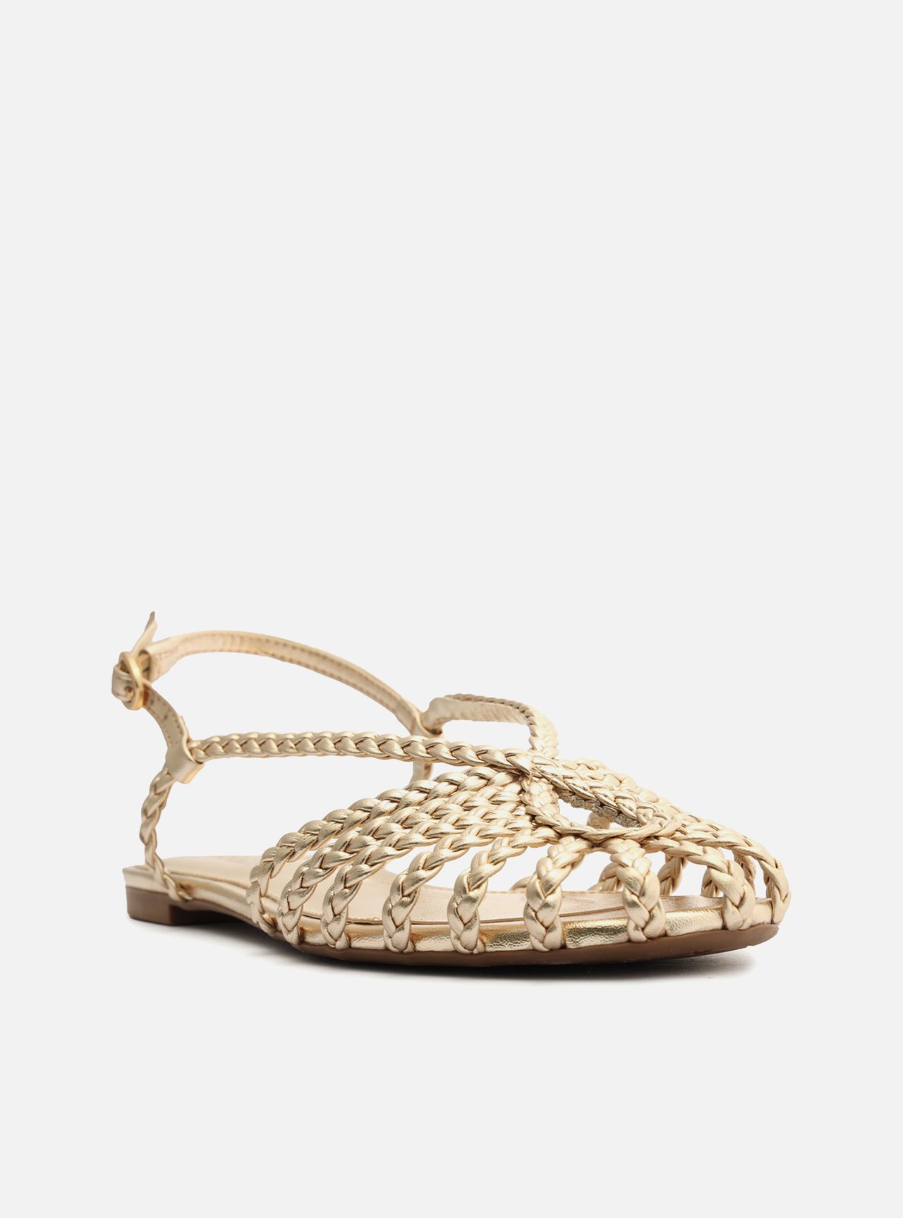 Sandália Rasteira Dourada Tiras Huarache — foto 4