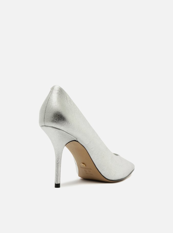 Scarpin Prata Glitter Salto Alto Fino Clássico