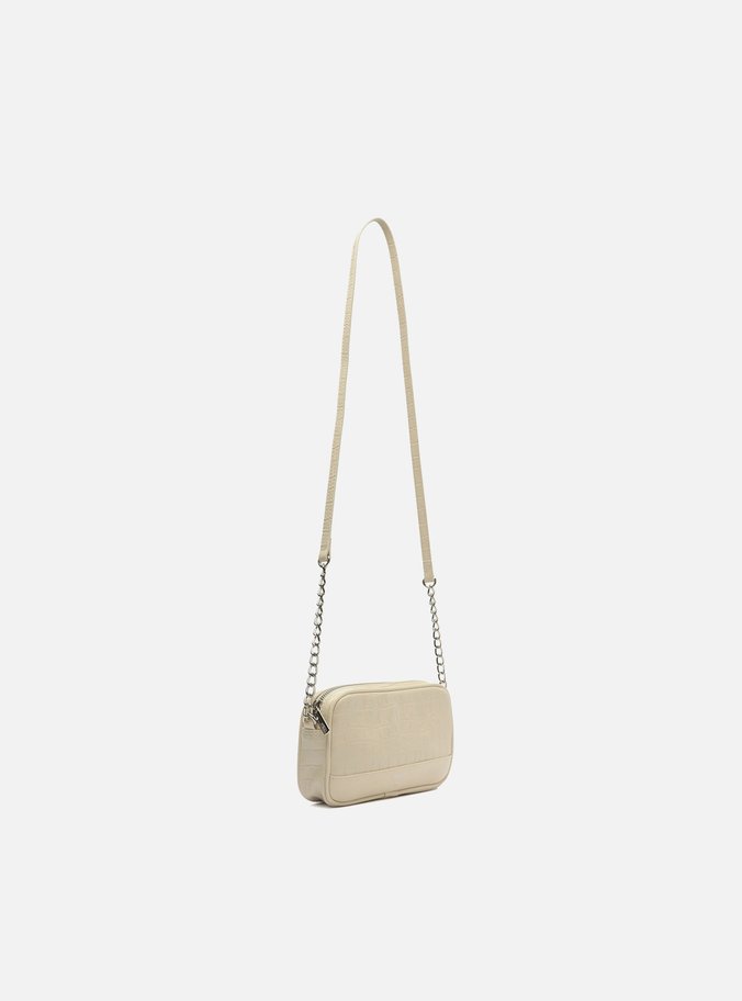 Bolsa Tiracolo Branca Croco Clara Pequena