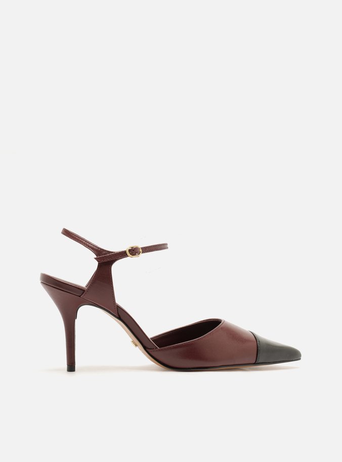 Scarpin Vermelho Couro Salto Fino Fivela Slingback