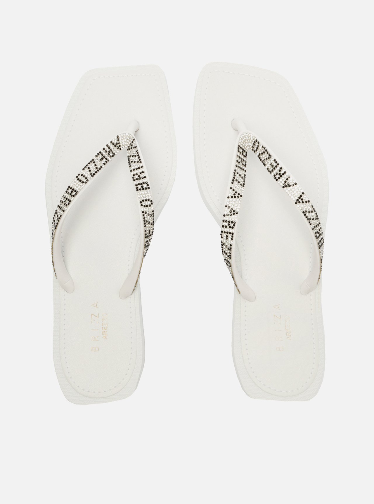 Chinelo de Dedo Branco Square Lettering Strass — foto 1