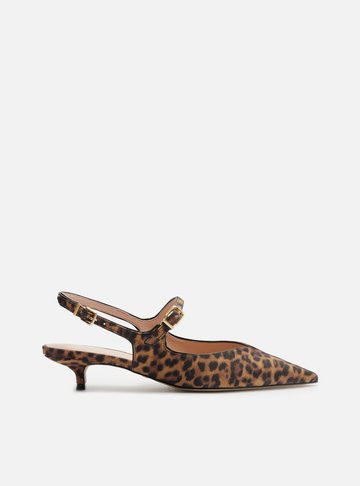 Sapato Boneca Animal Print Bico Fino Slingback