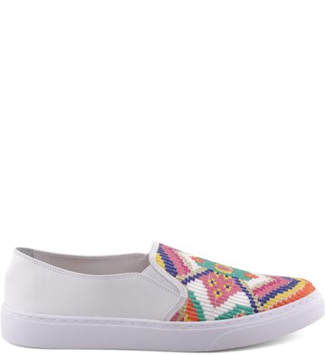 Slip-on Bordado Étnico Branco