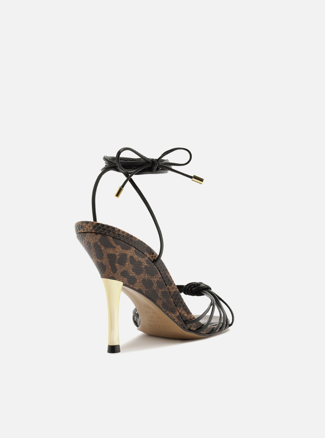 Sandália Animal Print Onça Salto Alto Fino Amarração — foto 3