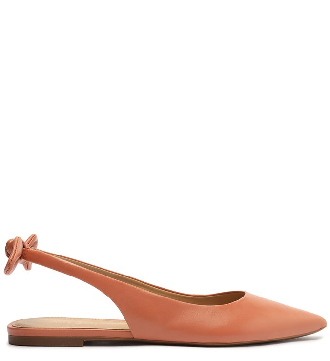 Sapatilha Rosa Couro Slingback Laço