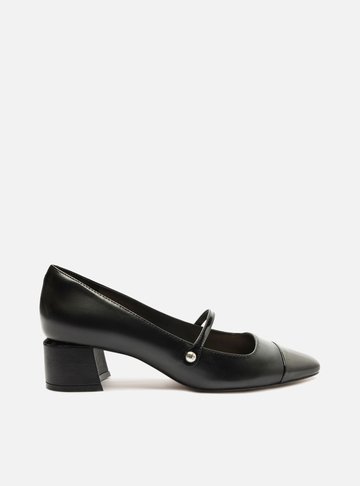 Sapato Boneca Preto Couro Cap Toe Verniz