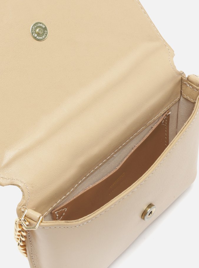 Bolsa Tiracolo Nude Couro Pequena Alça Metal