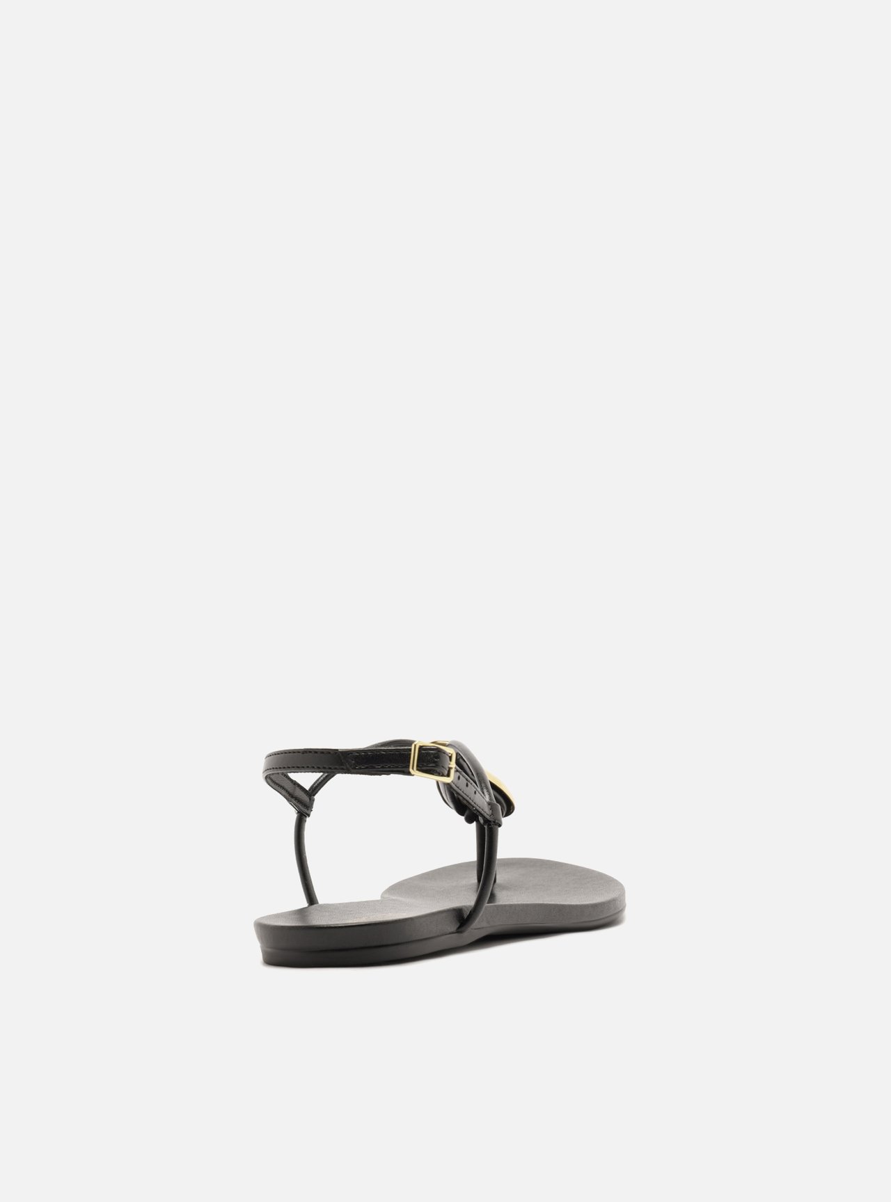 Sandália Rasteira Preta Slim Metal Dourado — foto 3