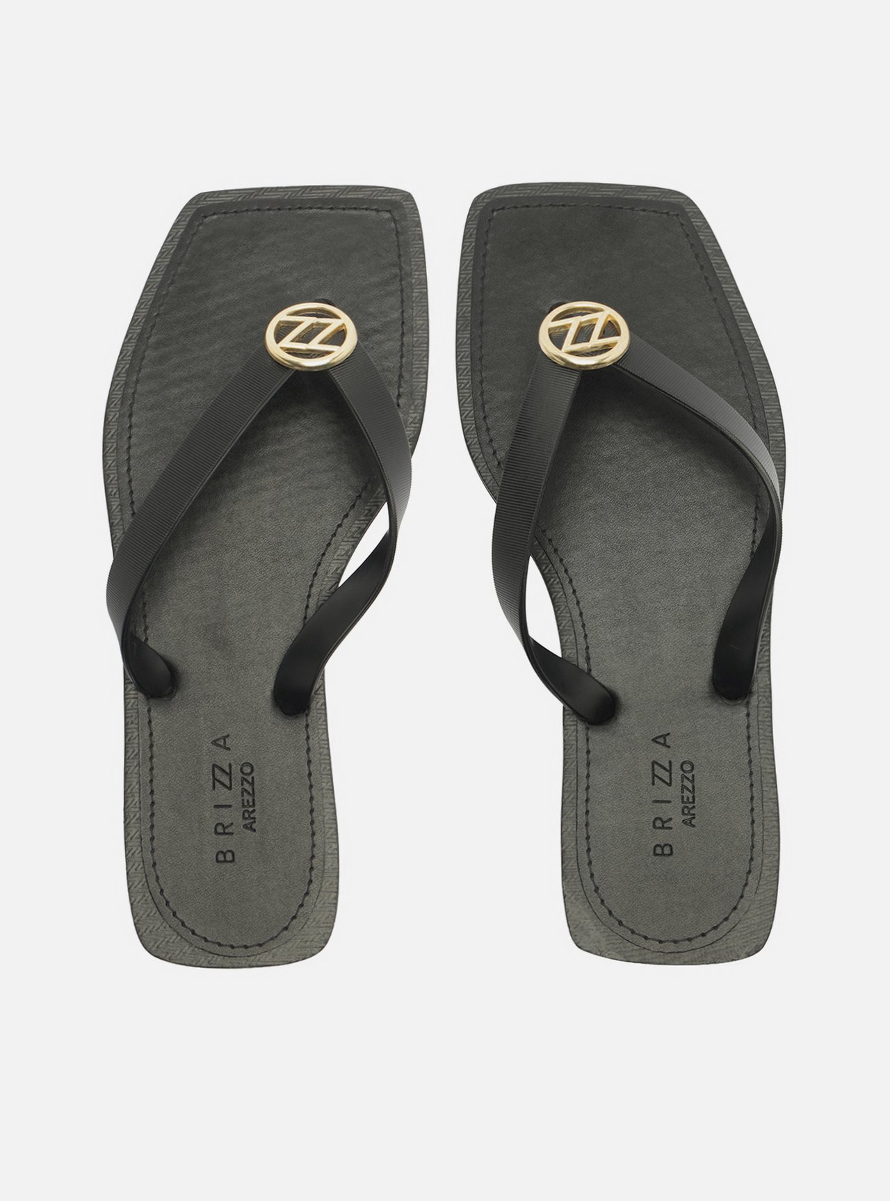 Chinelo de Dedo Preto Metal ZZ Square Brizza — foto 1