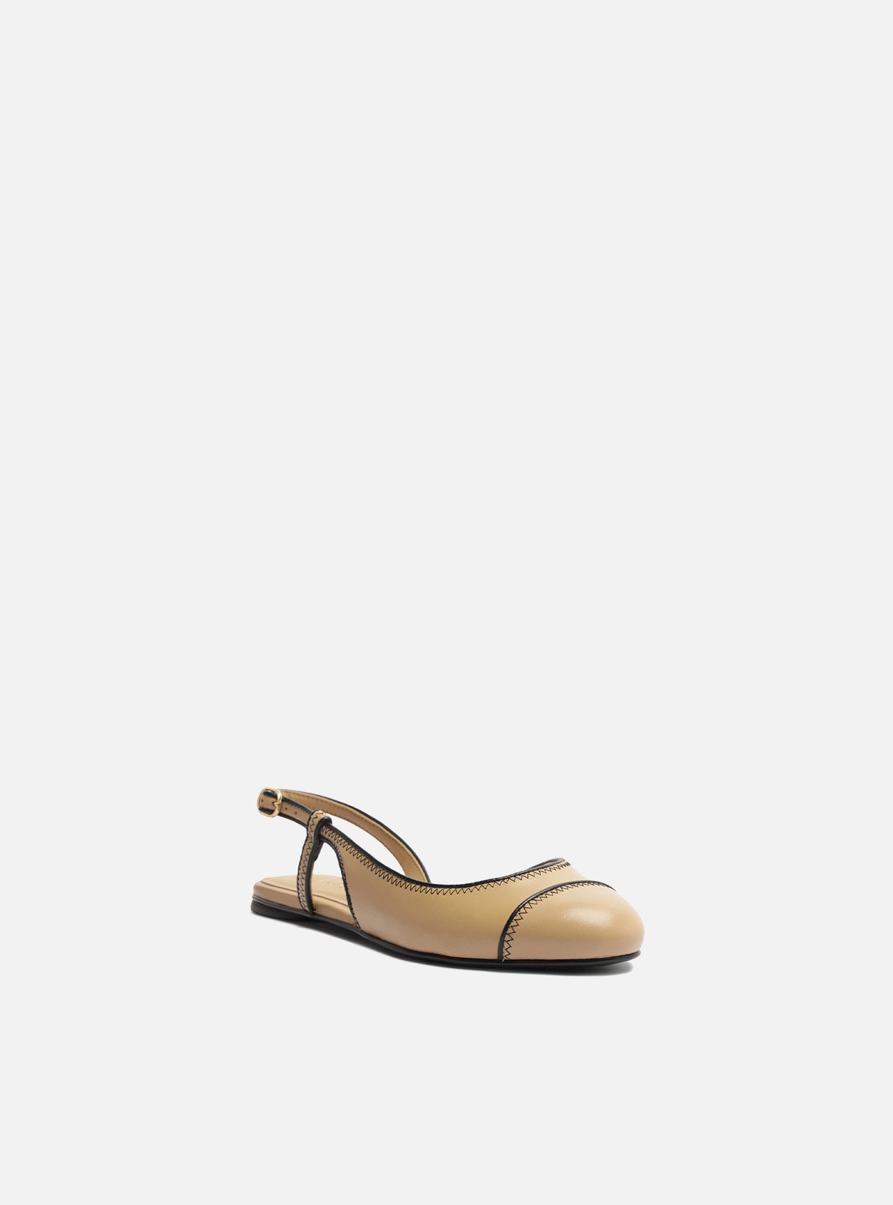 Sapatilha Nude Bico Redondo Fivela Slingback — foto 2
