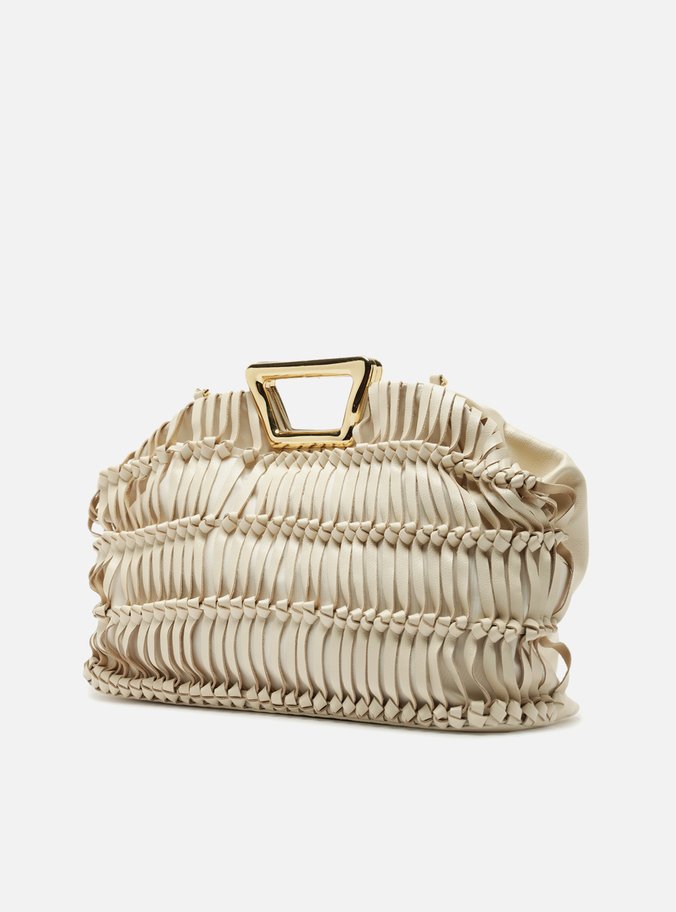 Bolsa Tiracolo Branca Couro Grande Alça Metal