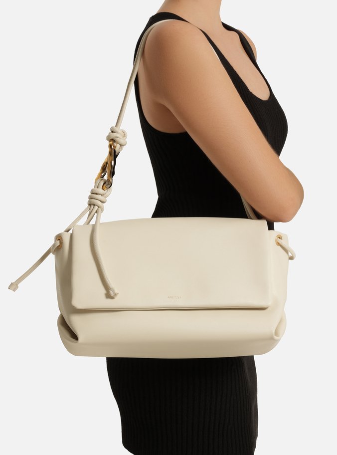 Bolsa Shoulder Branca Grande Metal Orgânico