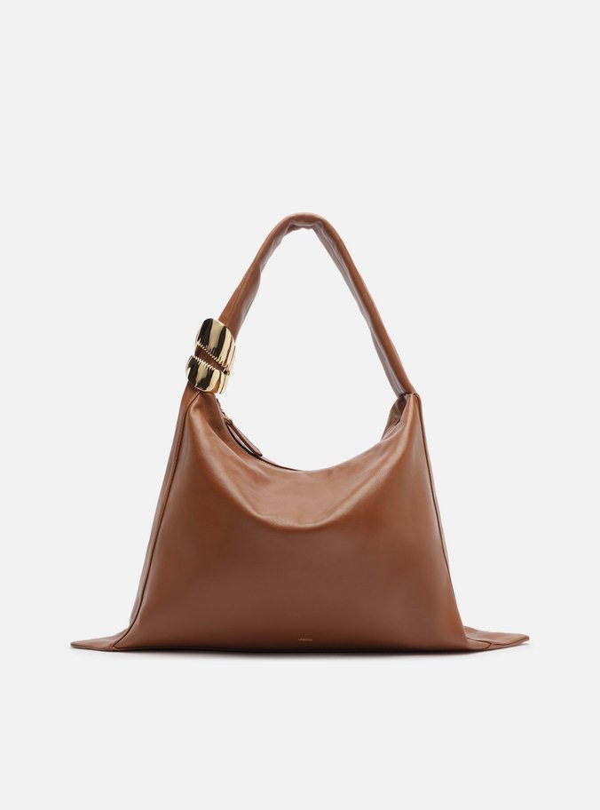 Bolsa Hobo Marrom Couro Grande Metal Lenny Niemeyer