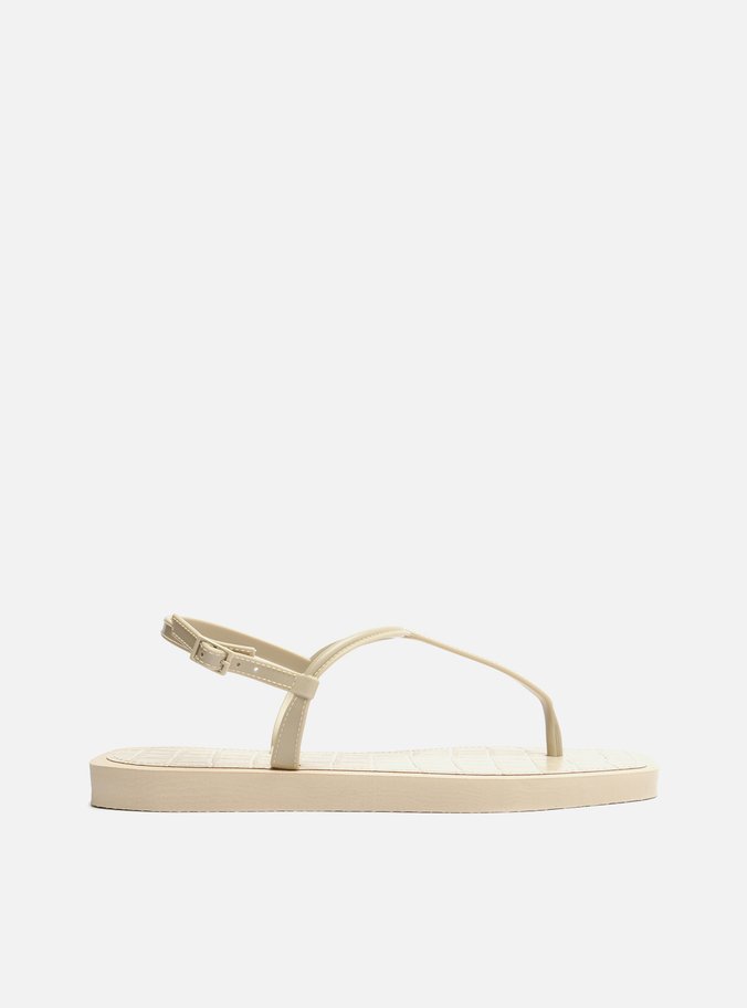 Sandália Rasteira Off-White Square Palmilha Croco