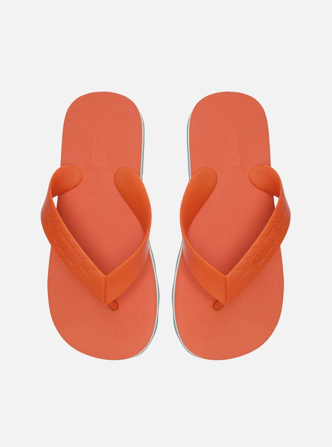 Chinelo de Dedo Laranja Flatform Multicolorido Brizza
