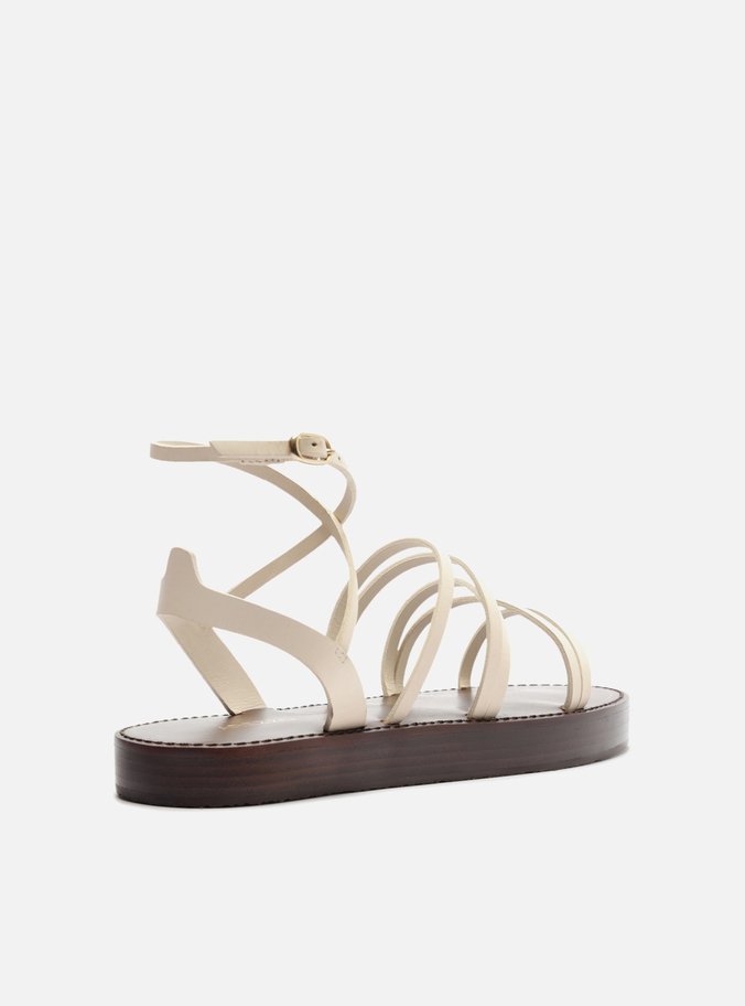 Sandália Rasteira Off-White Tiras Finas
