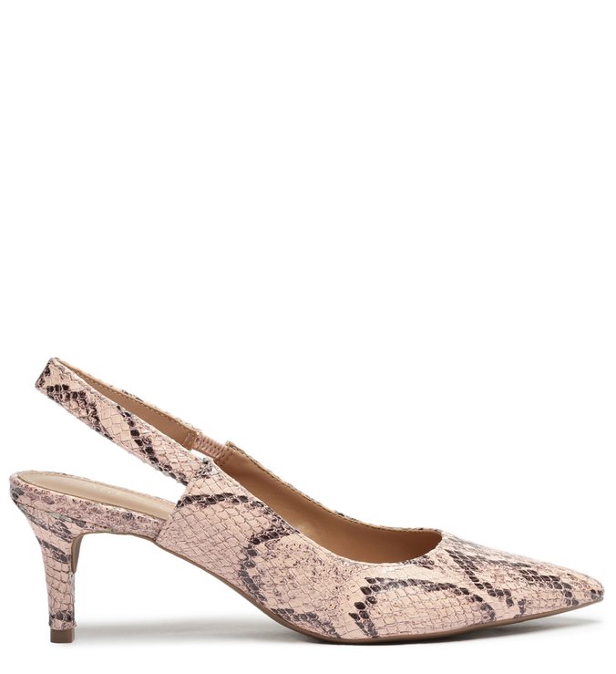 Scarpin Snake Nude Couro Slingback